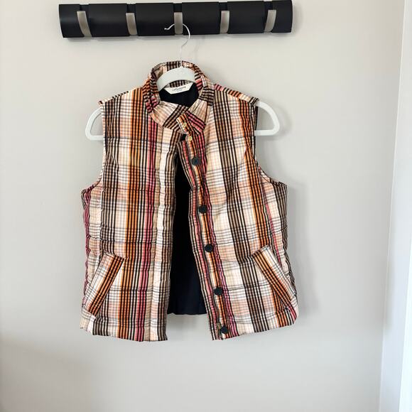Retro preppy, Liz Claiborne small puffer multicolor plaid vest. - Picture 2 of 12